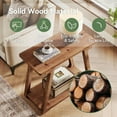 thumbnail image 4 of Tribesigns Solid Wood End Table for Living Room, Narrow Side Table with 2-Tier Storages for Bedroom, Entryway, Easy Assembly,trapezoidal Base, 4 of 7