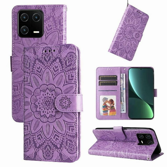 Funda tipo cartera GANGXUN para Xiaomi 13 Pro , diseño girasol, cuero PU, soporte, cierre magnético, tarjetero