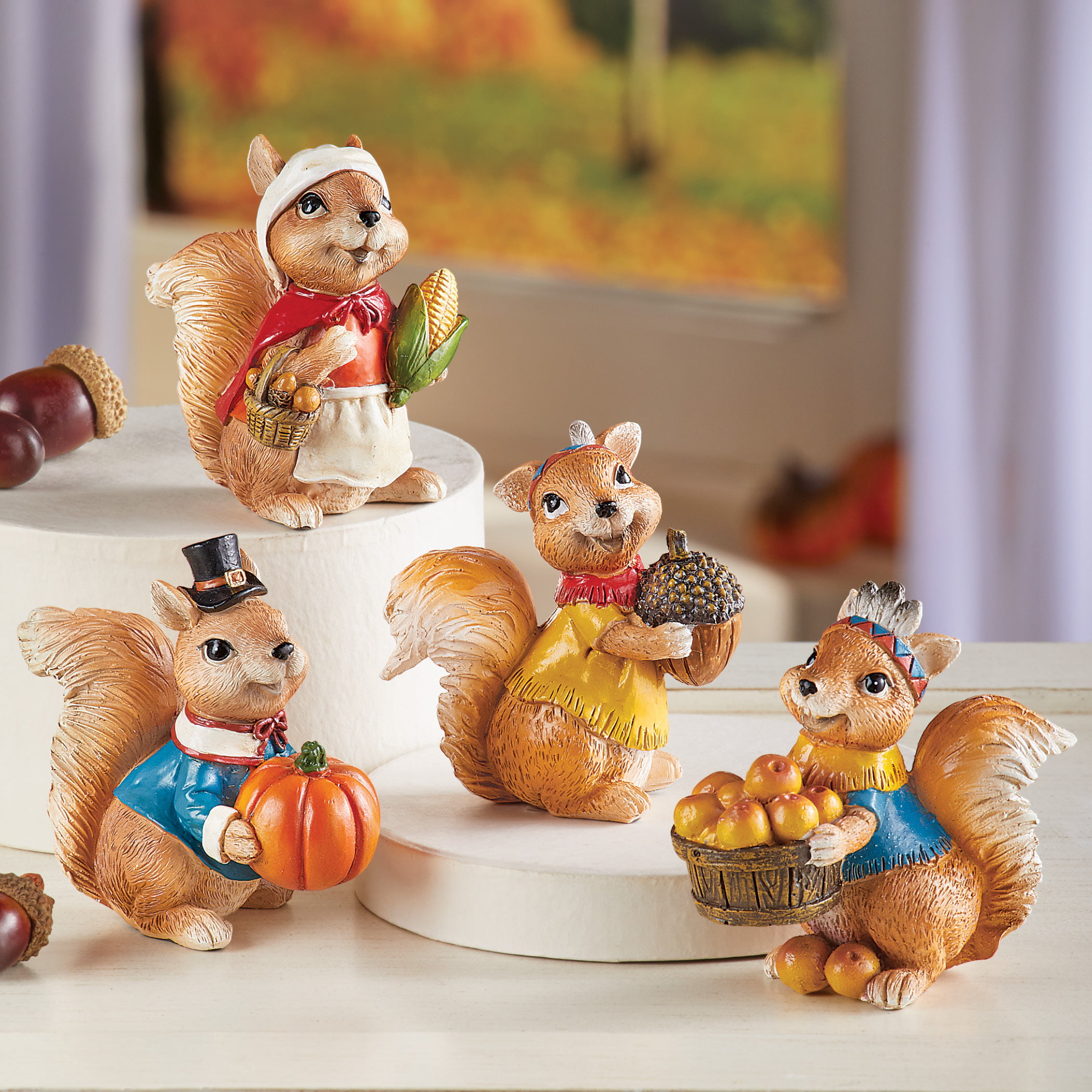 Cute Harvest Squirrels Table Sitters, Fall Tabletop Decorations - Walmart.com