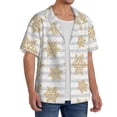 thumbnail image 2 of Xecao Gold Snowflake Men's Casual Short-sleeved Shirt, a button-up collared shirt with a pocket-Large, 2 of 5