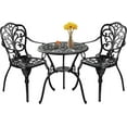 thumbnail image 7 of 3 Piece Outdoor Bistro Set, Rustproof Outdoor Patio Furniture, Cast Aluminum Bistro Table Set with Umbrella Hole for Backyard, Balcony, Front Porch, Lawn, Pool (Black), 7 of 7