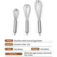 thumbnail image 4 of KAUKKO Stainless Steel Whisks, Kitchen Whisks 8" 10" 12" Balloon Wire Whisk for Blending, Whisking, Beating, Stirring(3 Pack), 4 of 5