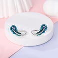 thumbnail image 4 of NARMO Original 925 Sterling Silver Stud Earrings AAA CZ Blue-green Feather for Women Jewelry Gift, 4 of 6