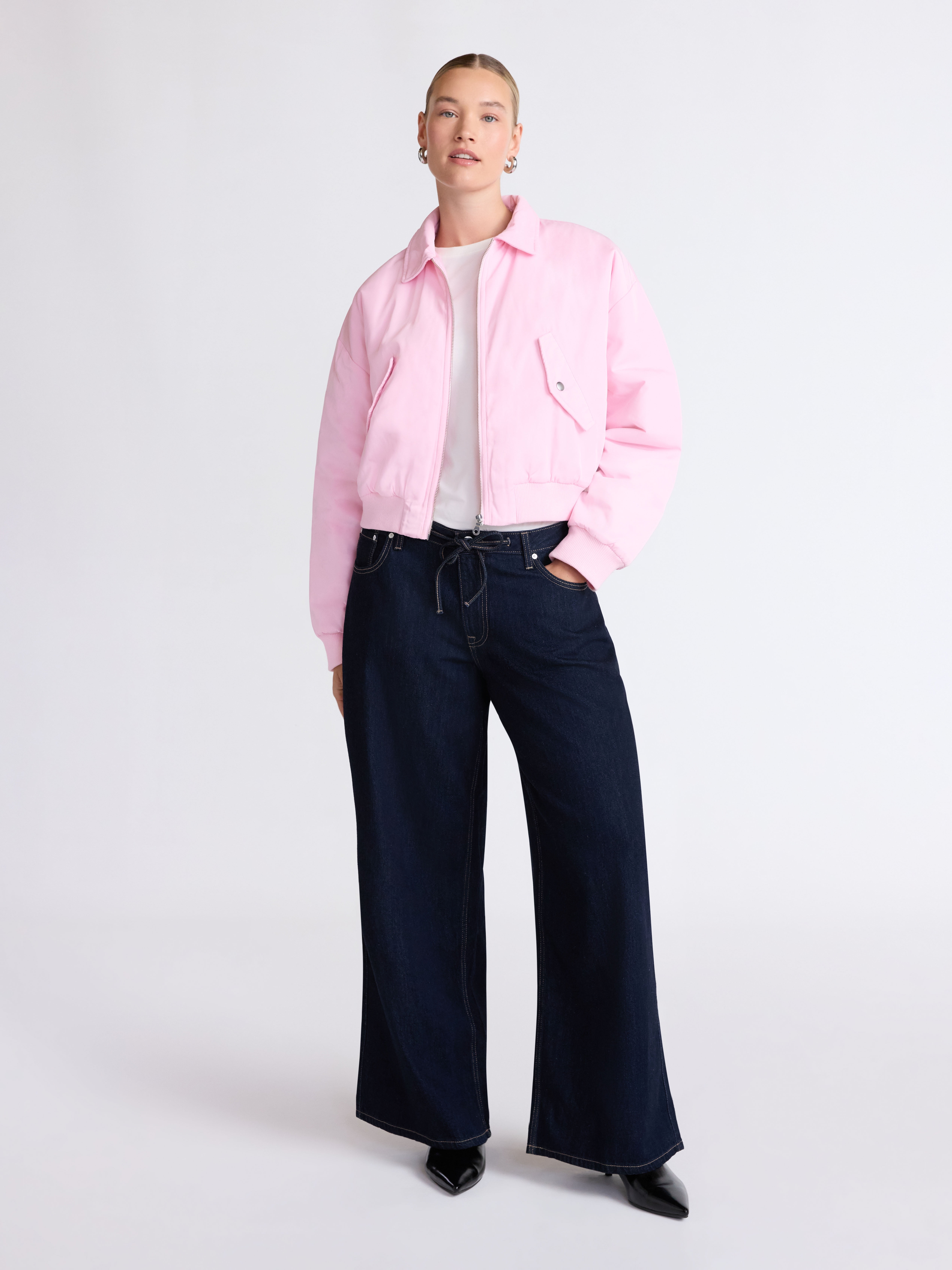 Scoop Women's Cropped Bomber Jacket, Midweight, Sizes XS-XXL