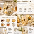 thumbnail image 3 of Honeybee & Floral Stemless Wine Glass, Gold Rimmed Elegant Drinking Cup for Cocktails, Tea, Home Decor & Gifting, 3 of 4