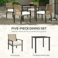 thumbnail image 4 of Outsunny 5 Piece Indoor Outdoor Wicker Dining Set, Patio Furniture Metal Table and Chairs with Soft Cushions, Beige, 4 of 9
