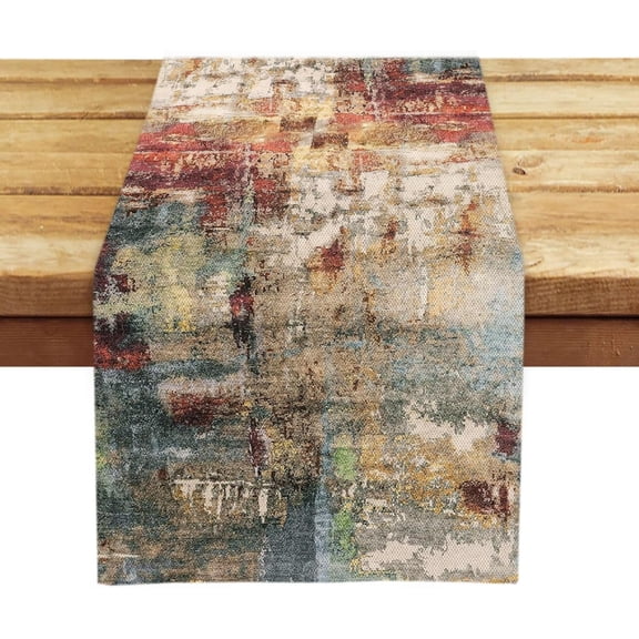 Modern Abstract Rust Colorful Table Runner 13 x 72 Inches Summer Runners for Tables Rustic Spring Fall Decorations for Home Indoor Outdoor Table Decor