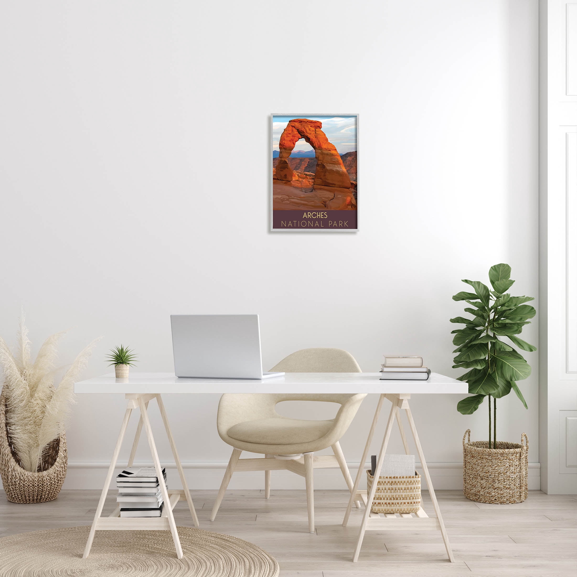 Arches National Park Desert Canyon Landscape Graphic Art Gray Framed Art Print Wall Art