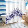 thumbnail image 5 of No Hook Shower Curtain, Purple Blooms Floral Shower Curtains for Bathroom with See Through Top Window, Farmhouse Spring Flowers Botanical Waterproof & Washable Bath Curtain Standard 72"x72", 5 of 9