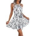 thumbnail image 6 of KRE Prime Women Halter Neck Printed Tie Waist Sleeveless Mini Dress, 6 of 10