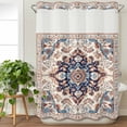 thumbnail image 3 of Boho Tribe No Hook Shower Curtain Waterproof, Bathroom Curtains with Snap in Liners and See Through Top Window, Southwest Aztec Colorful Abstract Pattern Hotel Style Bathtub Curtains Shower 72"Wx96"L, 3 of 8