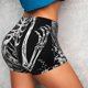 thumbnail image 4 of Balery Gothic Skull Floral Art Pantalones cortos de entrenamiento estampados para mujer, sin costuras, ajustados, para gimnasio, yoga, correr, deportes, ejercicio activo, fitness.-Medium, 4 of 8
