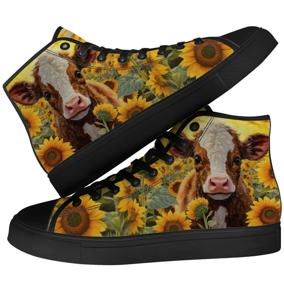 Aidianart Womens Sunflower High Top Shoes High Top Canvas Sneakers Size 13