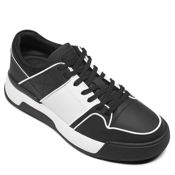 CMR CHAMARIPA Male Shoes That Add Height - Casual Elevator Shoes For Men - Black Leather Sneakers 7CM / 2.76 Inches