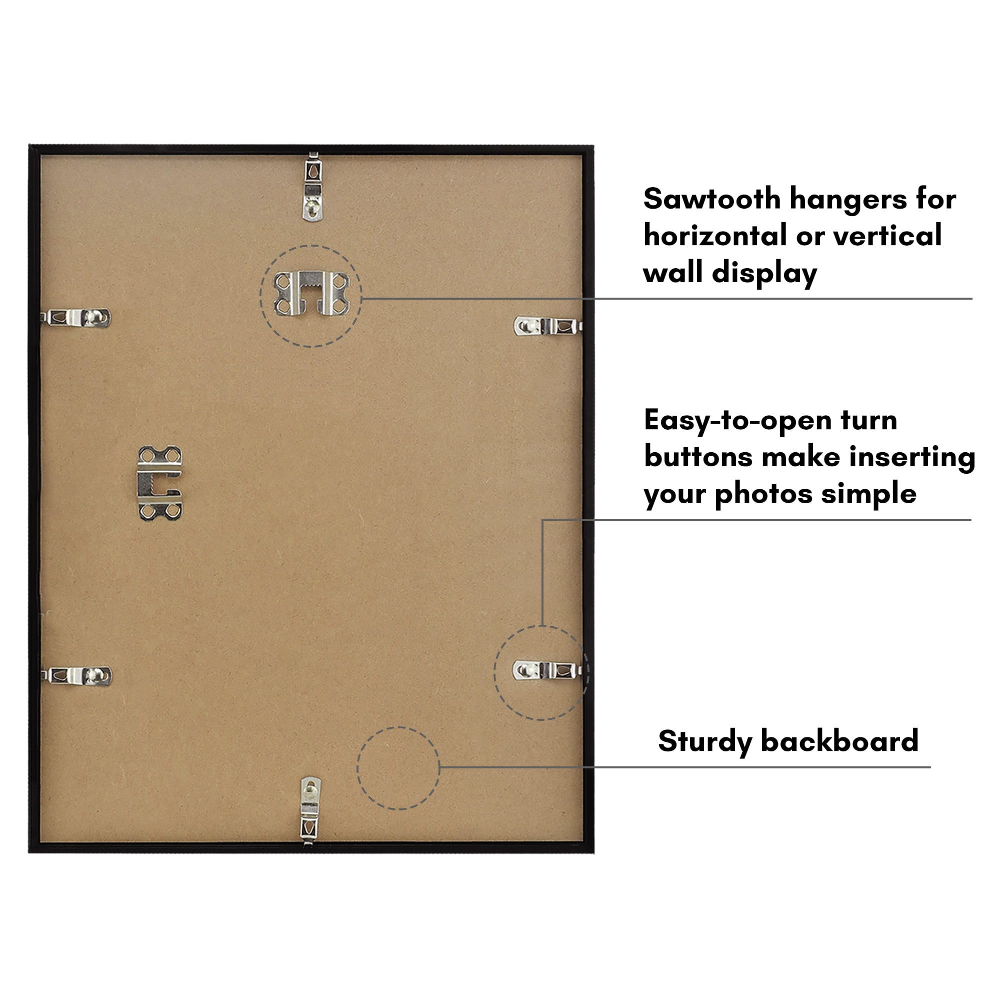 Americanflat 11x14 Picture Frame with Shatter-Resistant Glass Streamline Collection Thin Border Wall - Black