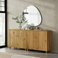 thumbnail image 2 of WAMPAT 2-in-1 Dresser Cabinets with 6 Compartments for Bedroom, Modern Wood Wide Dresser Chest with Doors, Oak Brown,1 Pack, 2 of 7