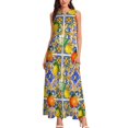 thumbnail image 3 of Robe Imprimé Fruit Rétro Agrumes et Citrons Robe Maxi Sexy Style de Rue Robes Longues Décontractées Design Sans Manches pour Femmes, 3 of 5