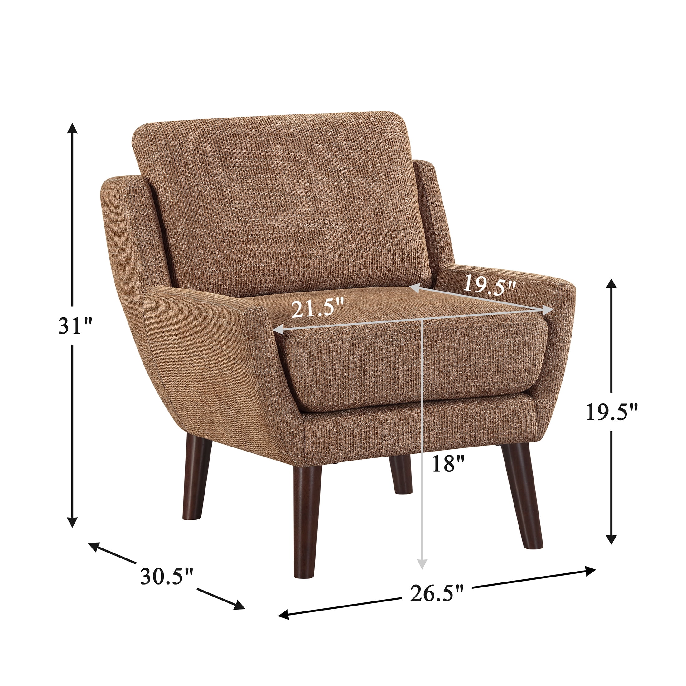 OakvillePark Silverquartz Chenille Accent Chair, Orange
