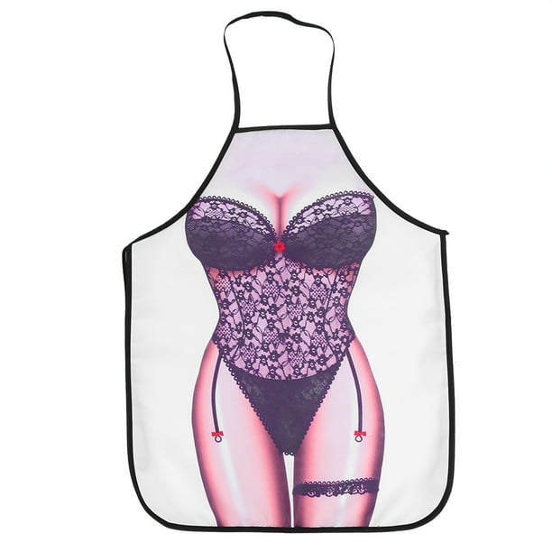 Funny Cooking Apron, Novelty Aprons with 3D Muscle Man Bikini Woman