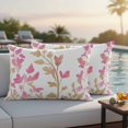 thumbnail image 2 of Outdoor Pillow Cover Watercolor Spring Pink Yellow Flower Set of 2 Waterproof Throw Pillowcases Floral Leaf Decorative Patio Furniture Pillows for Couch Garden Indoor & Outdoor Use, 2 of 9