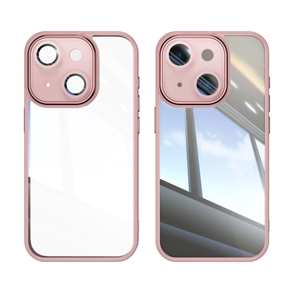 for iPhone 15 Anti-Scratch Back Case, Luxury Clear Back Shockproof Drop Protective Ultra Slim Lightweight Anti-Yellowing Anti-Scratch Phone Case Cover for iPhone 15, Pink