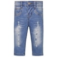 thumbnail image 1 of KIDSCOOL SPACE Baby Girls Little Kid Elastic Ripped Jeans StoneWashed Pants,6-12 Months, 1 of 8