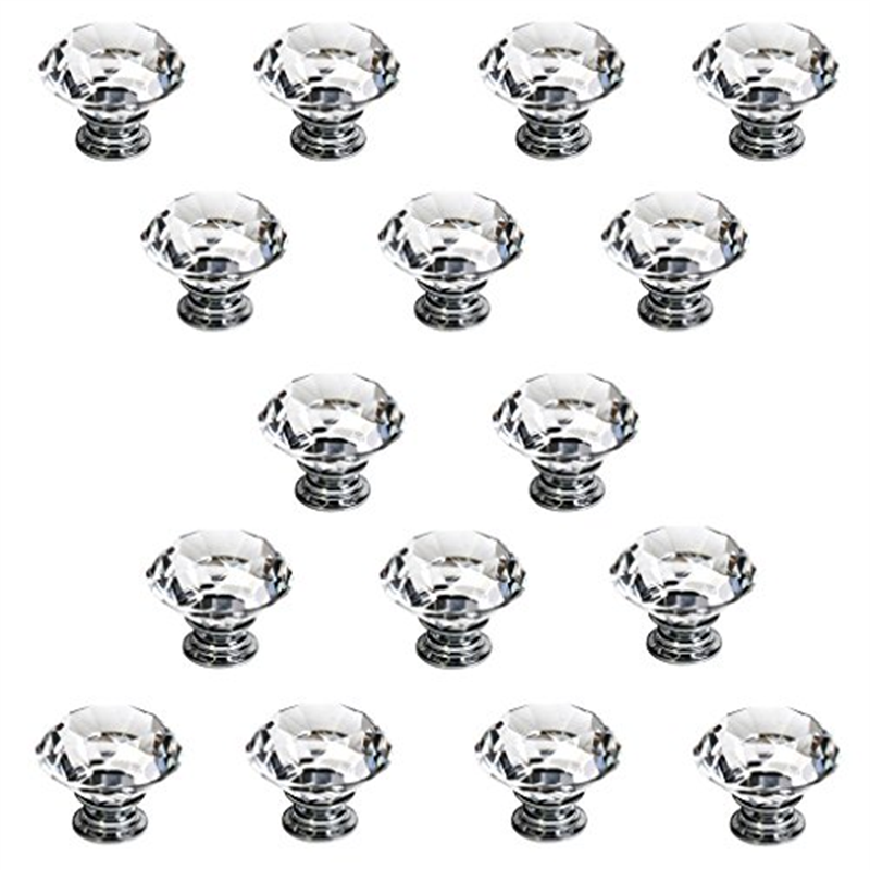 Home Furniture Diy 16pcs Crystal Glass Door Knob Cabinet Drawer