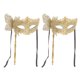 thumbnail image 1 of KAKOWELY 2 máscaras de mascarada de mano con palo para mujeres y hombres, máscara clásica para fiestas de cosplay, carnaval, Mardi Gras y Halloween., 1 of 5