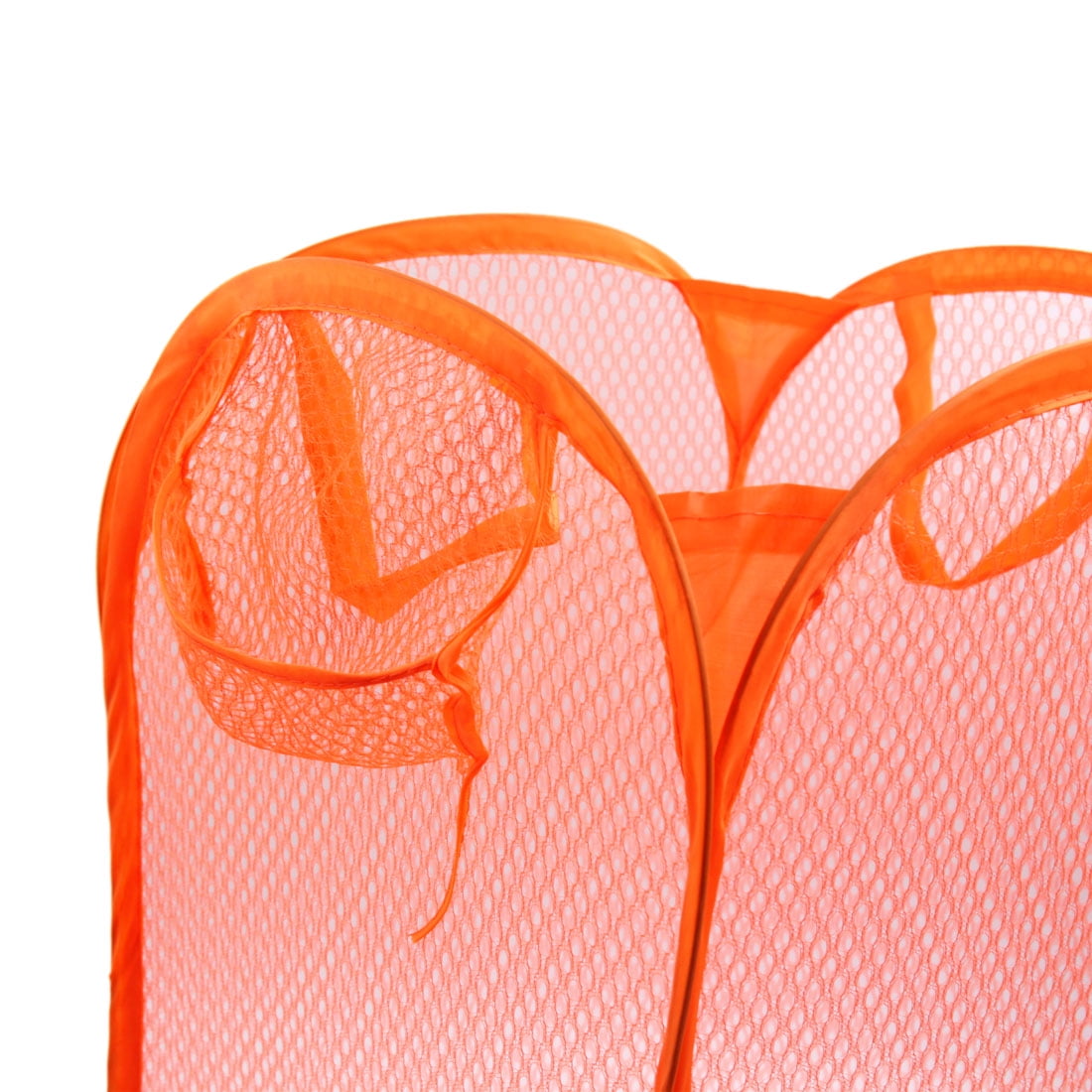 Unique Bargains 2pcs Orange Mesh Bag Foldable Dirty Clothes Storage Laundry Basket