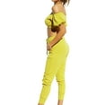 thumbnail image 2 of FANCYINN Women's Off Shoulder Two Piece Crop Top Tracksuit Outfits Set Short Sleeve Cute Jumpsuits with Pockets Neon Yellow M, 2 of 7
