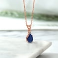 thumbnail image 4 of Gem Stone King 2.23 Ct Blue Sapphire White Diamond 18K Rose Gold Plated Silver Pendant with Chain, 4 of 4
