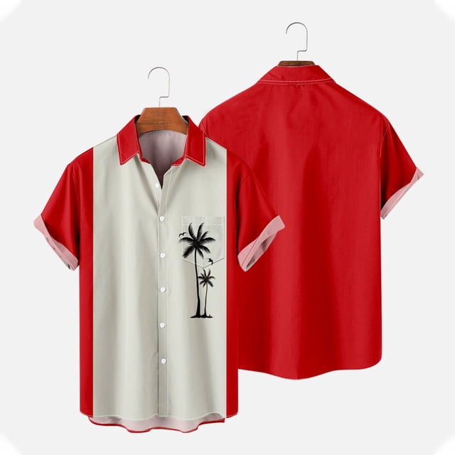 DPTALR Men Casual Solid Buttons Beach With Pocket Turndown Short Sleeve Shirt Blouse