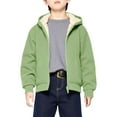 thumbnail image 4 of Atogsazn Children's Girls Fleece Lined Hoodies Kids Zip Up Long Sleeve Sherpa Jacket with Pocket Clothes Tops Army Green 9-10 Years Fashion, 4 of 8