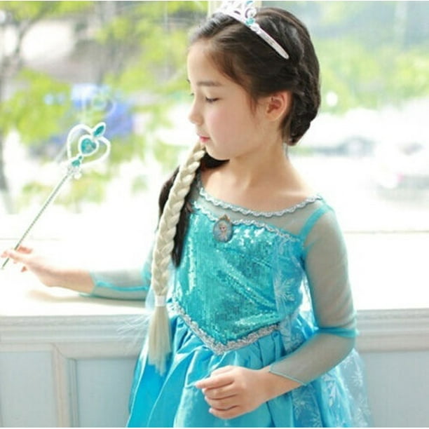 Filles Princesse Anna Elsa Cosplay Costume Robe de Soirée pour Enfant Robes SZ7-8Y