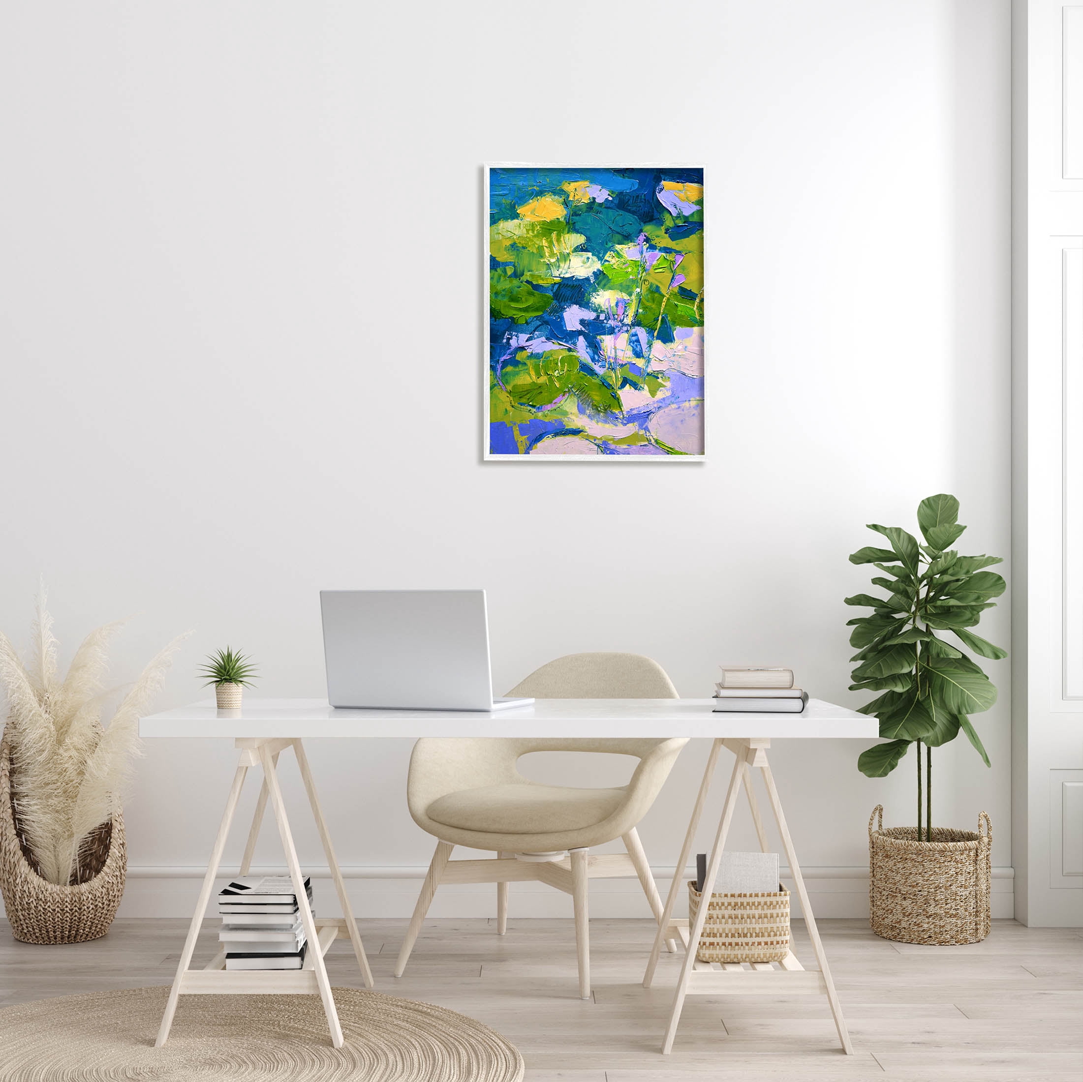 Stupell Industries Bold Pond Botanicals Lotus Flowers Painting White Framed Art Print Wall Art, Design by Dorothy Fagan