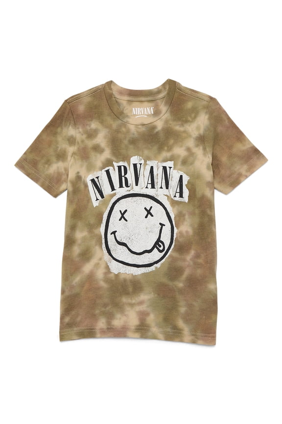 Nirvana Boys Tie Dye Graphic Tee with Short Sleeves, Sizes 4-18