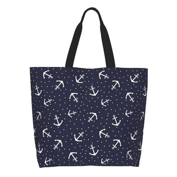 Balery Anchor Bolsa Tote Estilo Estético con Cremalleras, Bolsa de Hombro, Bolsa de Compras Grande y Plegable