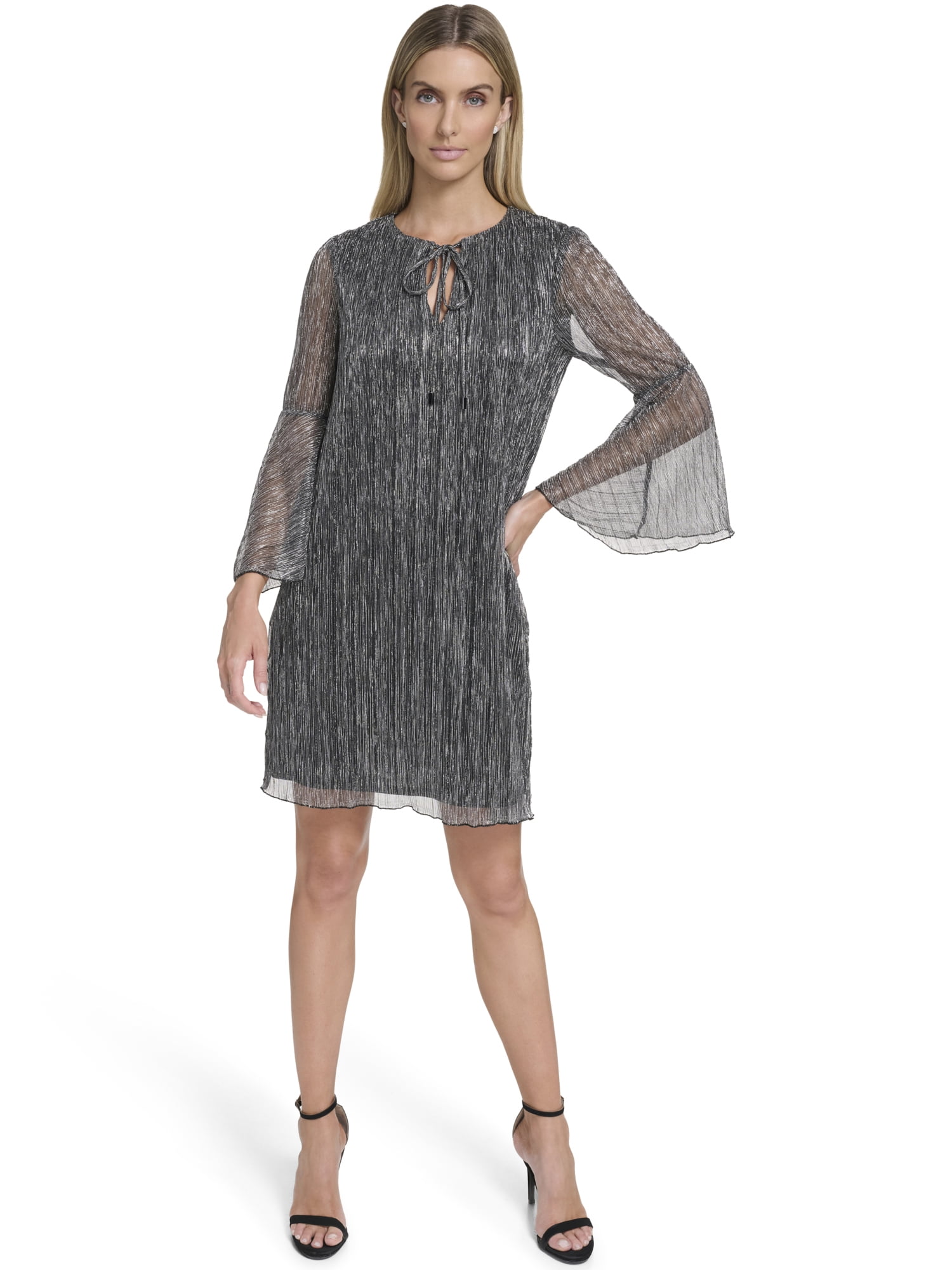 Falling Flowers Women's Bell Sleeve Float Dress, Sizes XS-XL
