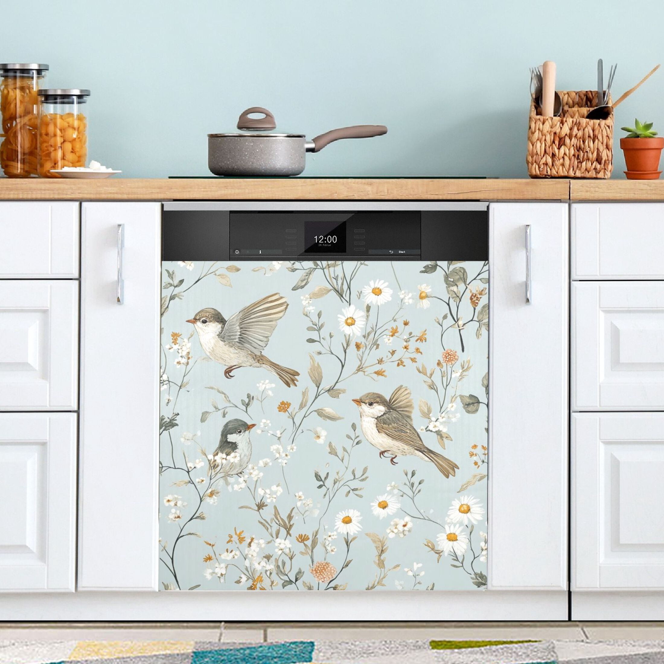 Dishwasher Magnetic Sticker 23x26 Inch Refrigerator Magnetic Sticker Washing Machine Magnetic Sticker Kitchen Panel Magnetic Sticker Home Decor Super Cute Cartoon Birds
