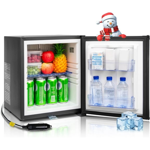 Smad 1.0 Cu ft Refrigerator 12V /110V Portable for Bedroom, Office, Dorm with Lock Reversible Door