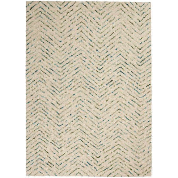 Nourison Vail Modern Chevron Iv/Green 5'3" x 7'3" Area Rug, (5' x 7')
