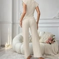 thumbnail image 5 of vdgthytj Womens Pajamas Sets Casual Bow Ruffle Sleeveless Top and Pants 2 Piece Outfits Sleepwear Pjs, 5 of 7