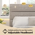 thumbnail image 5 of Frostbloom Queen Size Platform Bed Frame with Linen Fabric Upholstered Headboard, No Box Spring Needed, Beige, 5 of 8