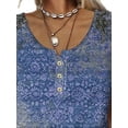 thumbnail image 3 of FASHIONWT Women Prairie Chic Graphic Henley Button Tee Short Sleeve Summer Casual T-Shirts, 3 of 4