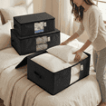 thumbnail image 5 of Cedar Storage Bag Organizer for Bedding Set - Protects from Moths, Moisture, Dirt & Dust - Set of 3 Storage Bags for Bed Sheets, Comforter, Pillows & More - Space-Saving Bedding Organizer, Black, 5 of 7