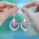 thumbnail image 4 of Gorgeous 925 Sterling Silver Star Moon Earrings with White Sapphire & Pink & Blue Artificial Dangle - Perfect for Brides, Weddings, Engagements, Anniversaries & Valentine's Day!, 4 of 4