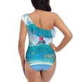 thumbnail image 5 of Pofeuu Lighthouse Sea Port Print Women's One Piece Swimsuits One Shoulder Swimwear Asymmetric Ruffle Monokinis Bathing Suits-X-Large, 5 of 6