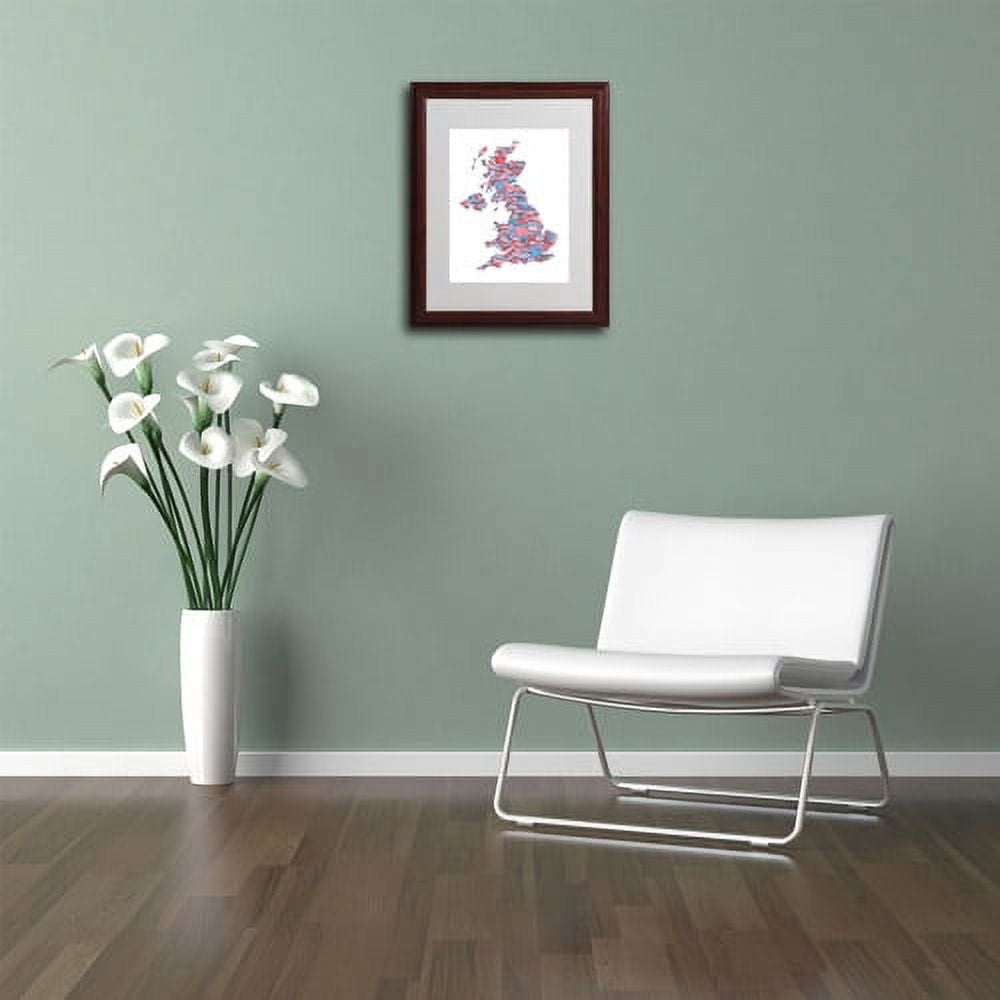 Trademark Fine Art "UK Cities Text Map 7" Matted Framed Art by Michael Tompsett