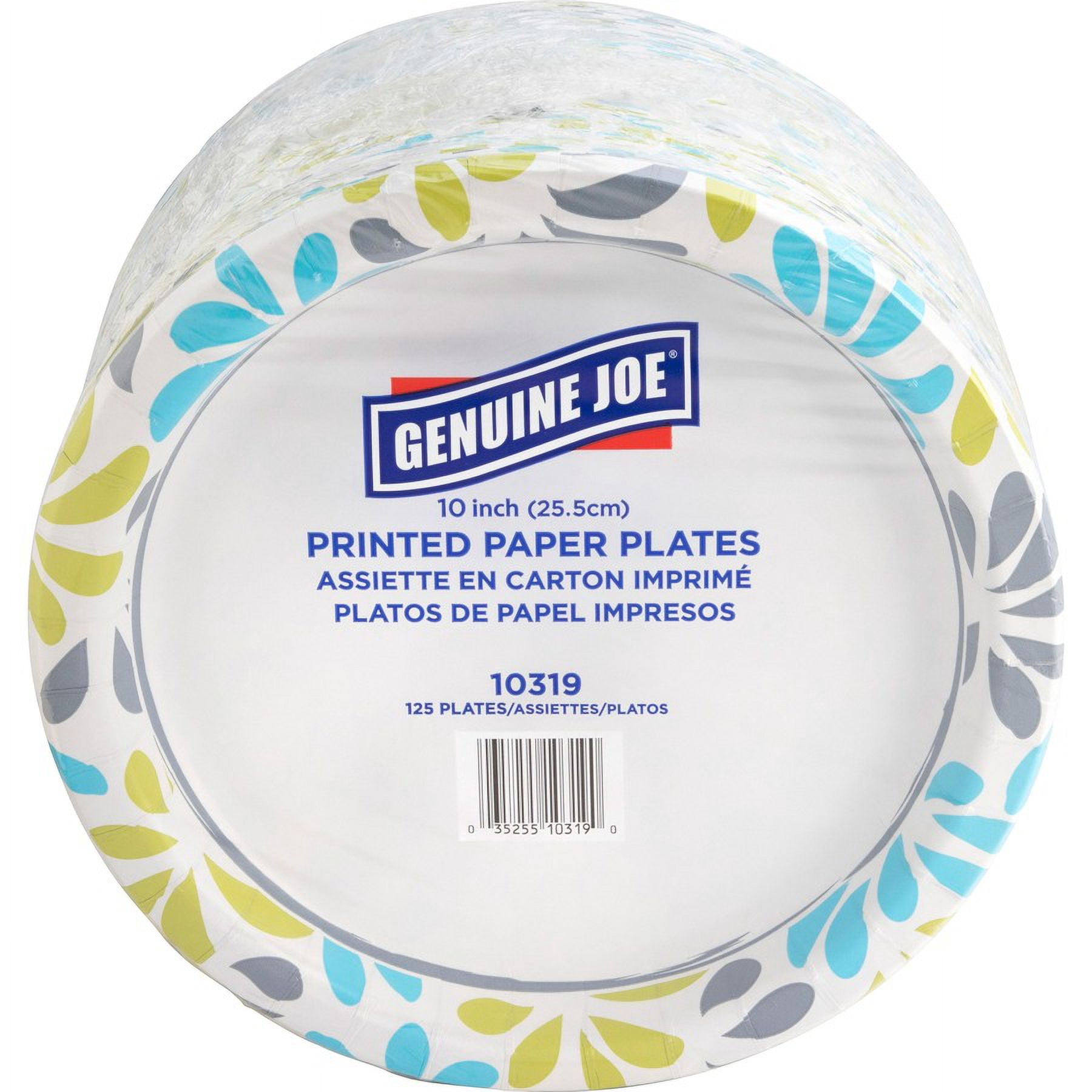 Genuine Joe Printed Paper Plates - 125 / Pack - Disposable - Assorted - 500 / Carton