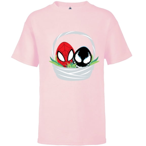 Marvel Spider-Man and Venom Easter Basket - Short Sleeve T-Shirt for Kids - Customized-Soft Pink